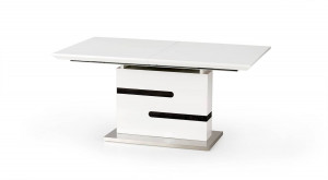 MASA DINING EXTENSIBILA MONACO, ALB/GRI ANTRACIT/CROM, 160/220 CM, BLAT DIN MDF SI PICIOR DIN METAL, STIL MODERN - Img 4