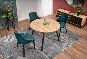 MASA DINING EXTENSIBILA RUBEN, STEJAR/NEGRU, 102/142 CM, BLAT DIN PAL SI PICIOARE DIN LEMN MASIV , STIL VINTAGE - Img 4