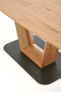 MASA DINING EXTENSIBILA STIL BLACKY, STEJAR AURIU/NEGRU, 160/220 CM, BLAT DIN MDF SI PICIOR DIN METAL, STIL MODERN - Img 8