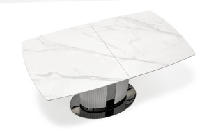 MASA DINING EXTENSIBILA STIL DANCAN, CU EFECT DE MARMURA ALBA/GRI/NEGRU, 160/220 CM, DIN CERAMICA SI METAL, STIL MODERN - Img 5