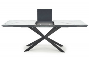 MASA DINING EXTENSIBILA STIL DIESEL, CU EFECT DE MARMURA ALBA/GRI INCHIS/NEGRU, 160/200 CM, DIN CERAMICA SI METAL, STIL MODERN - Img 4