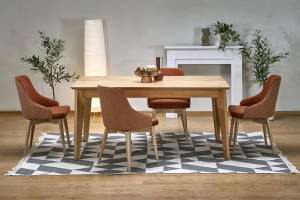 MASA DINING EXTENSIBILA STIL EDMONDO, STEJAR, 160/240 CM, DIN LEMN SI FURNIR NATURAL, STIL MODERN