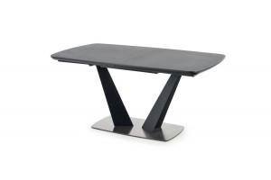 MASA DINING EXTENSIBILA STIL FANGOR, GRI INCHIS/NEGRU, 160/220 CM, DIN STICLA, MDF SI METAL, STIL MODERN - Img 6