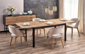 MASA DINING EXTENSIBILA STIL FLORIAN, STEJAR ARTISAN/NEGRU, 160/228 CM, DIN MDF SI FURNIR, STIL CLASIC