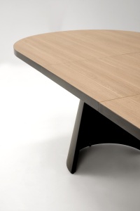 MASA DINING EXTENSIBILA STIL GIACOMO, 180-240 CM, NATURAL/NEGRU, DIN MDF FURNIRUIT SI METAL, STIL MODERN - Img 7
