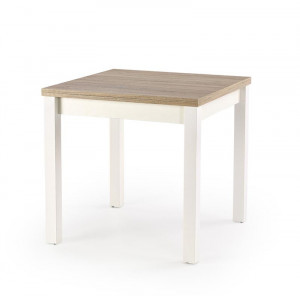 MASA DINING EXTENSIBILA STIL GRACJAN, STEJAR SONOMA/ALB, 80/160 CM, BLAT DIN PAL SI PICIOARE DIN MDF, STIL CLASIC - Img 3