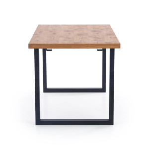 MASA DINING EXTENSIBILA STIL HORUS, STEJAR/NEGRU, 126/206 CM, BLAT DIN MDF SI PICIOARE DIN METAL, STIL VINTAGE - Img 6