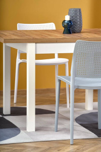 MASA DINING EXTENSIBILA STIL TIAGO, STEJAR CRAFT/ALB, 90/125 CM, BLAT DIN PAL SI PICIOARE DIN MDF, STIL VINTAGE - Img 3