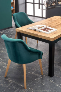 MASA DINING EXTENSIBILA STIL TIAGO, STEJAR CRAFT/NEGRU, 140/220 CM, BLAT DIN PAL SI PICIOARE DIN LEMN MASIV, STIL VINTAGE - Img 4