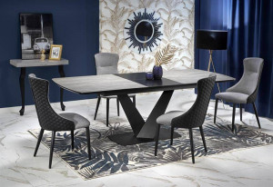 MASA DINING EXTENSIBILA STIL VINSTON, GRI/NEGRU, 180/230 CM, DIN MDF SI METAL, STIL MODERN