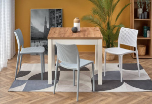 MASA DINING EXTENSIBILA TIAGO, STEJAR CRAFT/ALB, 90/125 CM, BLAT DIN PAL SI PICIOARE DIN MDF, STIL VINTAGE