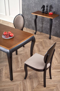 MASA DINING EXTENSIBILA WINDSOR, STEJAR INCHIS/NEGRU, 160/240 CM, BLAT DIN MDF SI PICIOARE DIN LEMN MASIV, STIL CLASIC - Img 5