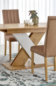 MASA DINING EXTENSIBILA XARELTO, STEJAR LANCELOT/ALB, 130/175 CM, DIN PAL MELAMINAT, STIL MODERN - Img 4