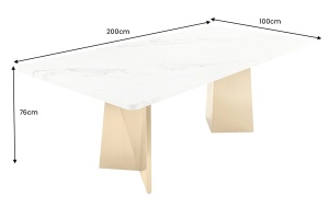 MASA DINING, EXTRAVAGANCIA 200CM, BLAT DIN MARMURA ALBA SI PICIOARE METAL, ARTIM GROUP SELECTION - Img 6