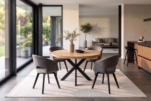 MASA DINING INFINITY HOME 120CM, 3 LOCURI, REALIZATA DIN METAL SI LEMN DE MANGO , CULOARE NATUR, INVICTA INTERIOR - Img 5