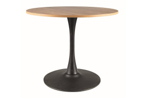 MASA DINING/LIVING AMADEO II, 90 CM, STEJAR/NEGRU, BLAT DIN MDF, FURNIR NATURAL SI PICIOR DIN METAL, STIL MODERN - Img 2