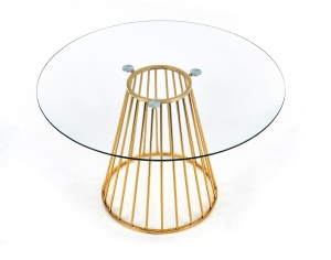 MASA DINING/LIVING LIVERPOOL, fi 120/75, CU BLAT DIN STICLA SI PICIOR DIN METAL, STIL MODERN - Img 4