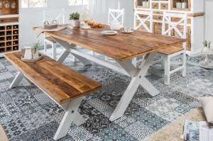 MASA DINING, LONG ISLAND 160CM, DIN LEMN MASIV, COD 39773, STIL RUSTIC - Img 1
