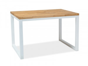 MASA DINING LORAS II 150x90 ALB/STEJAR DIN METAL SI LEMN MASIV STIL INDUSTRIAL SIGNAL