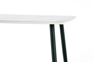 MASA DINING MARCO, CU EFECT DE MARMURA ALBA/NEGRU, 120 CM, BLAT DIN STICLA, MDF SI PICIOARE DIN METAL, STIL MODERN - Img 7