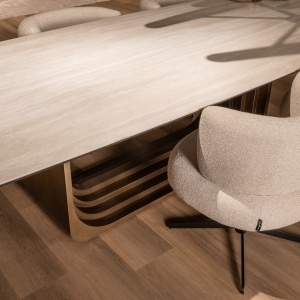 MASA DINING MAXFIELD 300cm, REALIZATA DIN METAL, STICLA SI CERAMICA, CULOARE BEJ, STIL MODERN, RICHMOND - Img 5