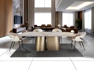 MASA DINING, NUMA 240CM, METAL, STICLA SI PORTELAN, DESIGN MODERN, SCHULLER - Img 2