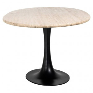 MASA DINING OVALA HAMPTON, 230 CM, CREM/NEGRU, DIN TRAVERTIN SI METAL, RICHMOND INTERIORS - Img 3