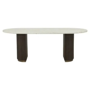 MASA DINING OVALA MAYFIELD, 210 CM, EFECT DE MARMURA ALBA/MARO, DIN MARMURA, LEMN SI METAL, RICHMOND INTERIORS