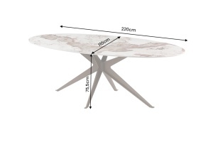 MASA DINING OVALA, PANDORA 220CM, REALIZATA DIN CERAMICA SI METAL, CULOARE MARMURA/BRONZ, INVICTA INTERIOR - Img 7