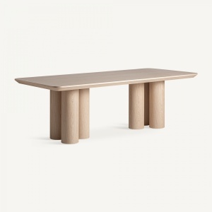 MASA DINING PRAYSSAC, BEJ, REF. 35251, PRELUCRATA MANUAL, CONFECTIONATA DIN FURNIR DE STEJAR, PLACAJ SI MDF, STIL MODERN - Img 2