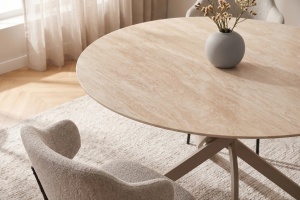 MASA DINING ROTUNDA, ALPINE 120CM, REALIZAT DIN CERAMICA SI METAL, CULOARE GRI SAMPANIE, INVICTA INTERIOR - Img 2