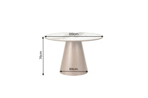MASA DINING ROTUNDA UNIQUE 120CM, REALIZATA DIN MATERIAL LEMNOS, FURNIR SI BLAT CERAMIC, CULOARE MARMURA ALBA/MARO, INVICTA INTERIOR - Img 4