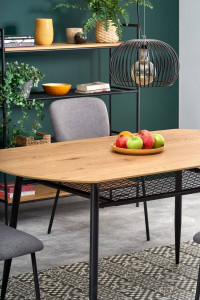 MASA DINING STIL JACKSON, STEJAR AURIU/NEGRU, 160 CM, BLAT DIN MDF SI PICIOARE DIN METAL, STIL MODERN - Img 5