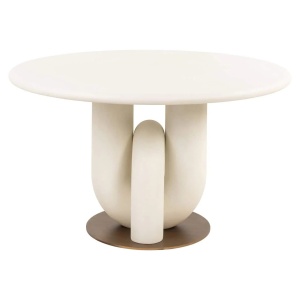 MASA DINING WINSLOW 135Ø, 214125, CONFECTIONATA DIN MDF SI METAL, ALB SI AURIU, STIL MODERN - Img 3