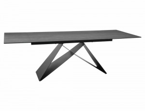 MASA EXTENSIBILA, 160/240 CM, EFECT DE PIATRA GRI/NEGRU MAT, DIN CERAMICA, STICLA SI METAL, STIL MODERN