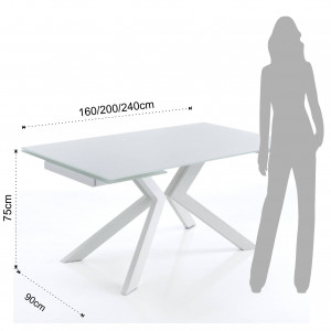 MASA EXTENSIBILA 160/240CM, EVOLUTION ALBA, COD 3238, STIL MODERN, REALIZATA METAL SI STICLA - Img 3