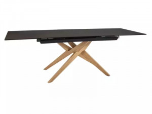 MASA EXTENSIBILA 180/230 CM, EFECT DE MARMURA MARO/STEJAR, DIN STICLA SECURIZATA, CERAMICA SI LEMN, STIL MODERN