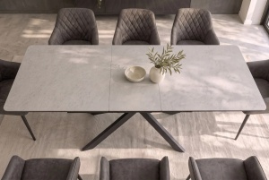 MASA EXTENSIBILA ALPINE 160-200CM, REALIZATA DIN METAL SI BLAT MDF SI CERAMICA, DE CULOARE GRI TAUPE - Img 7