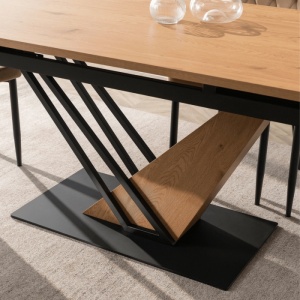 MASA EXTENSIBILA DE DINING REX 160/220CM, REALIZAT DIN METAL SI BLAT MDF, CULOARE STEJAR/NEGRU, ARTIM MEBLE - Img 6