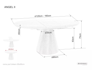 MASA EXTENSIBILA, DINING 120(160)X120, EFECT DE MARMURA GRI/NEGRU MAT, DIN MDF LAMINAT, STIL MODERN - Img 5