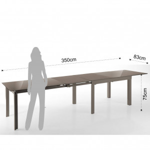 MASA EXTENSIBILA ELEGANTA 120/350CM, LONG, COD 3345, STIL MODERN, REALIZATA DIN METAL SI STICLA/MDF - Img 4
