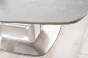 MASA EXTENSIBILA GRI DESCHIS/CROM, 160/220 CM, DIN CERAMICA, MDF SI METAL, STIL MODERN - Img 5