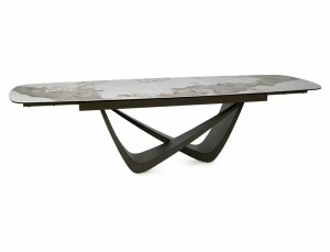 MASA EXTENSIBILA, MARANELLO 200/290CM, ALB LUCIOS/CUPRU, BLAT DIN STICLA, CERAMICA SI METAL, STIL MODERN - Img 8