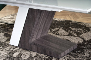 Masa extensibila MORTIS, alb/gri, din MDF lacuit si MDF furniruit, stil modern, HALMAR - Img 4