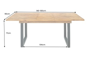 MASA EXTENSIBILA, MOSAIK 140- 180CM, FURNIR LEMN DE PIN RECICLAT SI METAL, ASPECT MARO NATUR, ARTIM GROUP SELECTION - Img 5