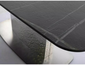 MASA EXTENSIBILA SAHARA, 160/240 CM, EFECT DE MARMURA NEAGRA/CROM, DIN CERAMICA, STICLA SI METAL, STIL MODERN - Img 5