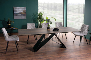MASA EXTENSIBILA WESTIN LEGNO, MARO/NEGRU MAT, 160/240 CM, DIN STICLA SECURIZATA, CERAMICA SI METAL, STIL MODERN
