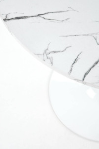 MASA LIVING DENVER, CU EFECT DE MARMURA ALBA/ALB, 80 CM, BLAT DIN MDF SI PICIOR DIN METAL, STIL MODERN - Img 7