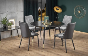 MASA LIVING EMBOS, NEGRU/AURIU, 120 CM, BLAT DIN MDF SI PICIOARE DIN METAL, STIL MODERN - Img 2