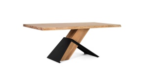 MASA LIVING NANDITA 200CM, REALIZATA DIN LEMN DE SALCAM SI METAL, CULOARE NATUR/NEGRU, GINER Y COLOMER